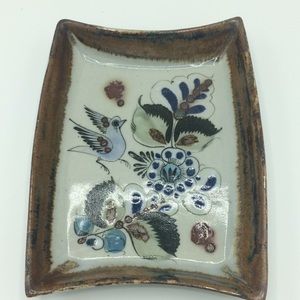 Beautiful ceramic hand painted plate with bird